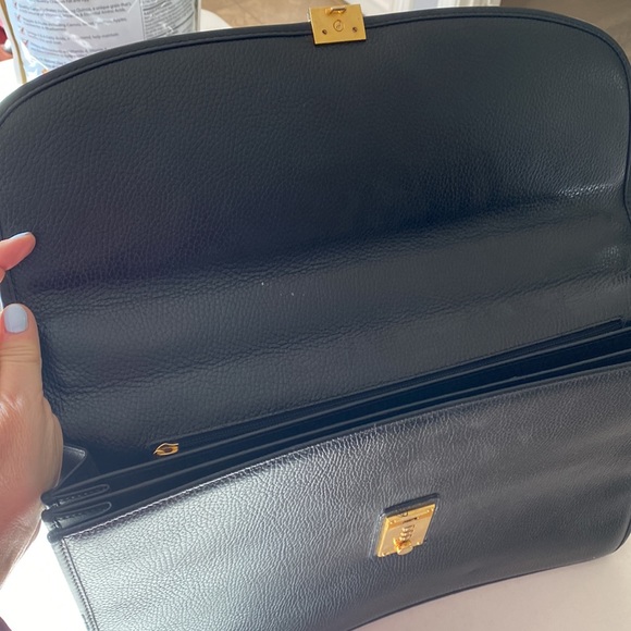 Versace Bags Versace Leather Briefcase All Pebbled Leather And Gold Clasps Poshmark